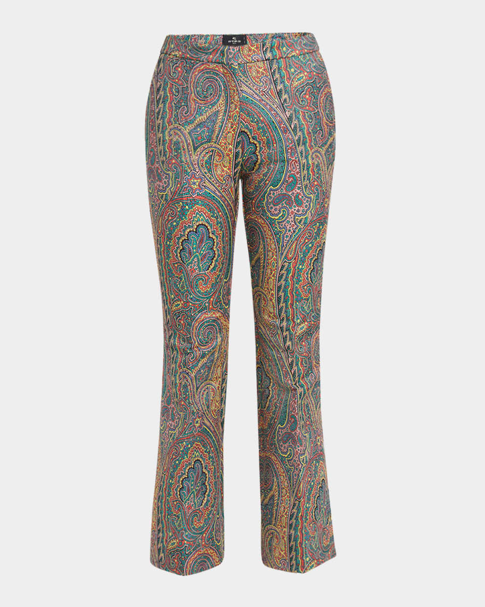Paisley High-Rise Flare Trousers